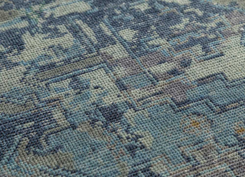 erbe blue wool Hand Knotted Rug - CloseUp