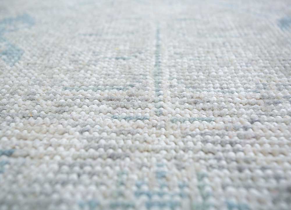 erbe blue wool Hand Knotted Rug - CloseUp