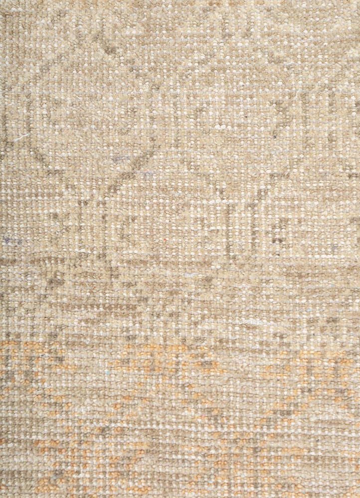 aprezo beige and brown wool Hand Knotted Rug - CloseUp