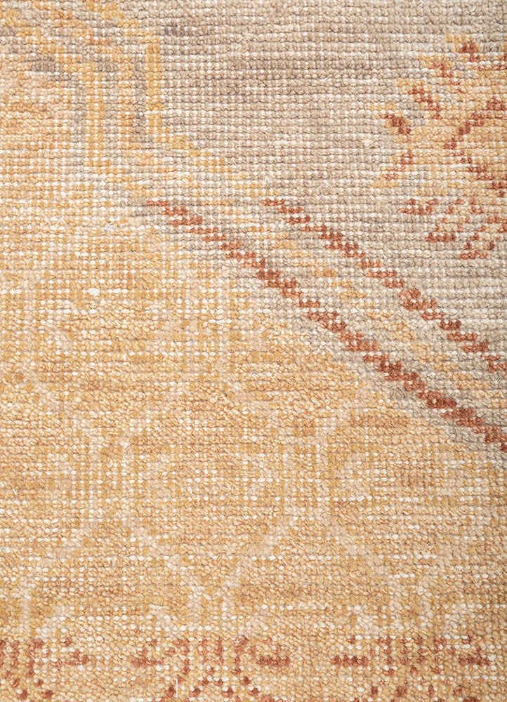 aprezo red and orange wool Hand Knotted Rug - CloseUp