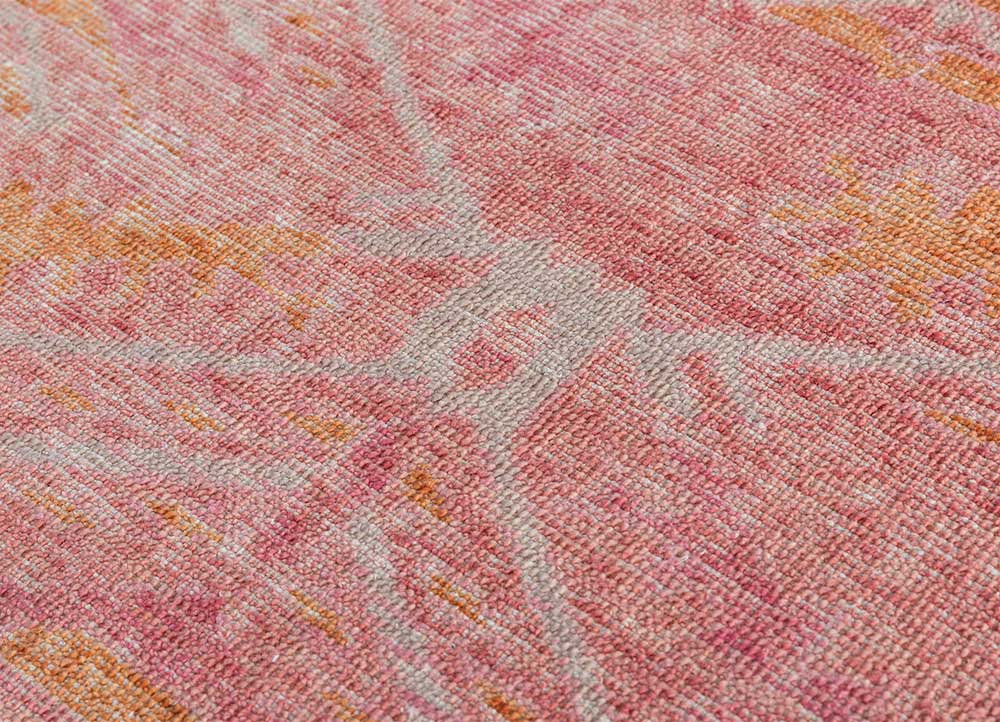 erbe red and orange wool Hand Knotted Rug - CloseUp