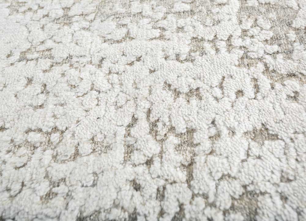 saga beige and brown wool and viscose Hand Loom Rug - CloseUp
