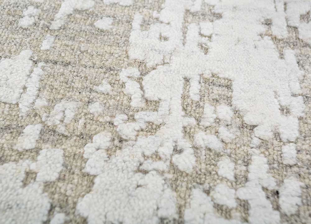 saga beige and brown wool and viscose Hand Loom Rug - CloseUp
