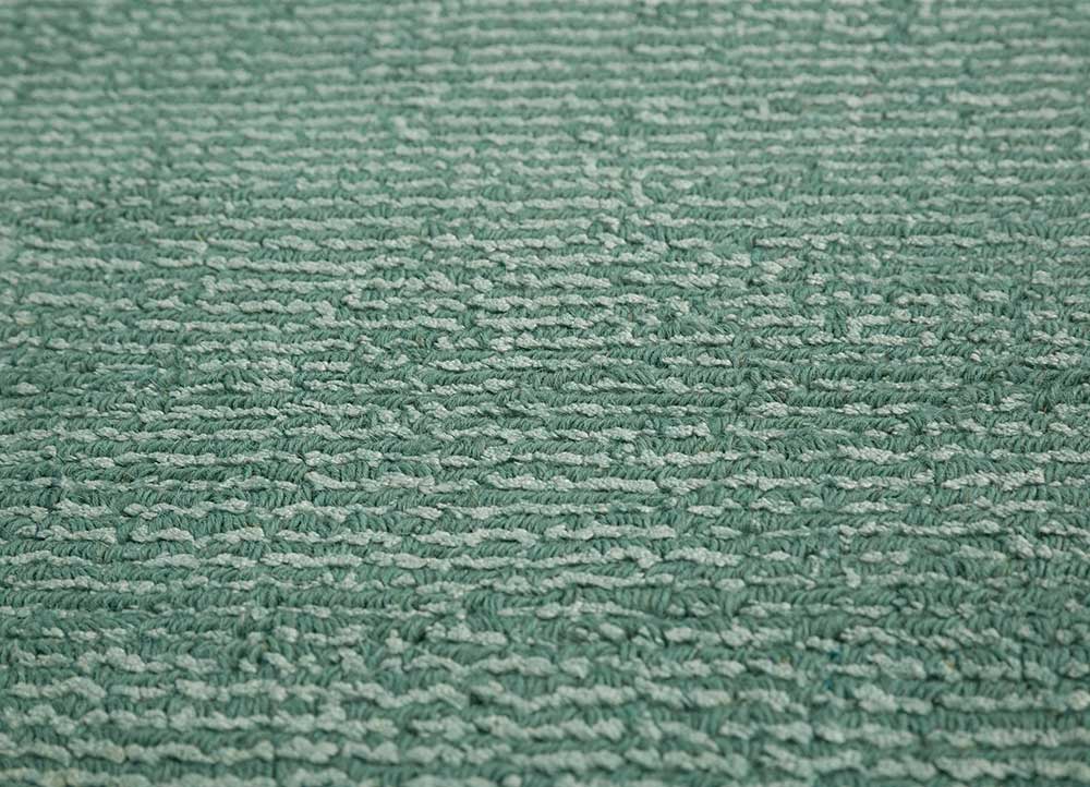 basis green wool and viscose Hand Loom Rug - CloseUp