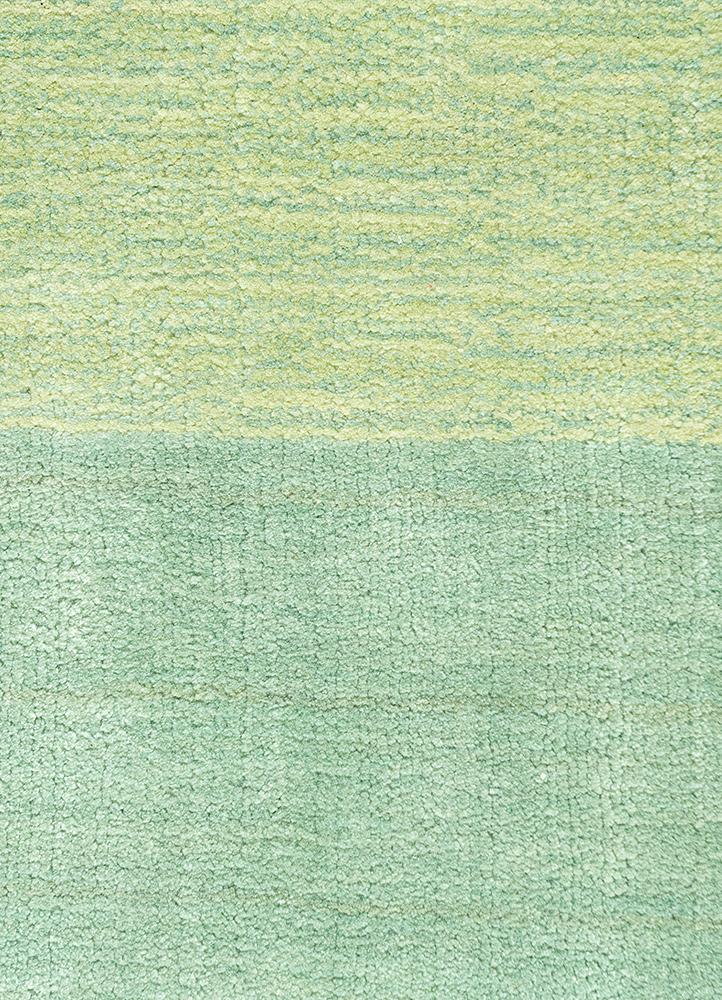 basis green viscose Hand Loom Rug - CloseUp