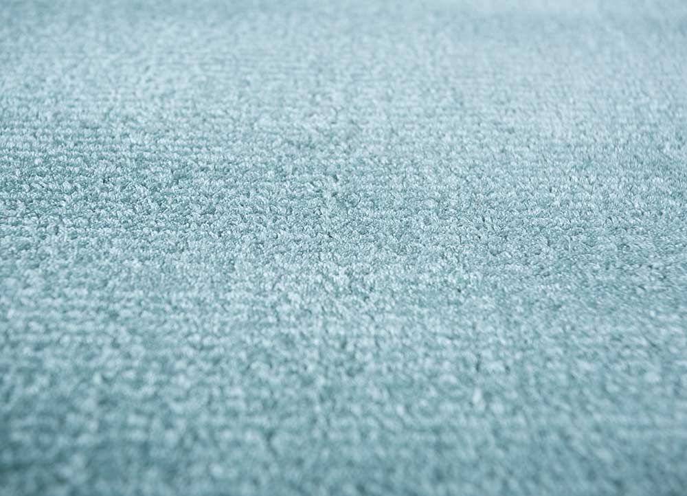 basis blue viscose Hand Loom Rug - CloseUp