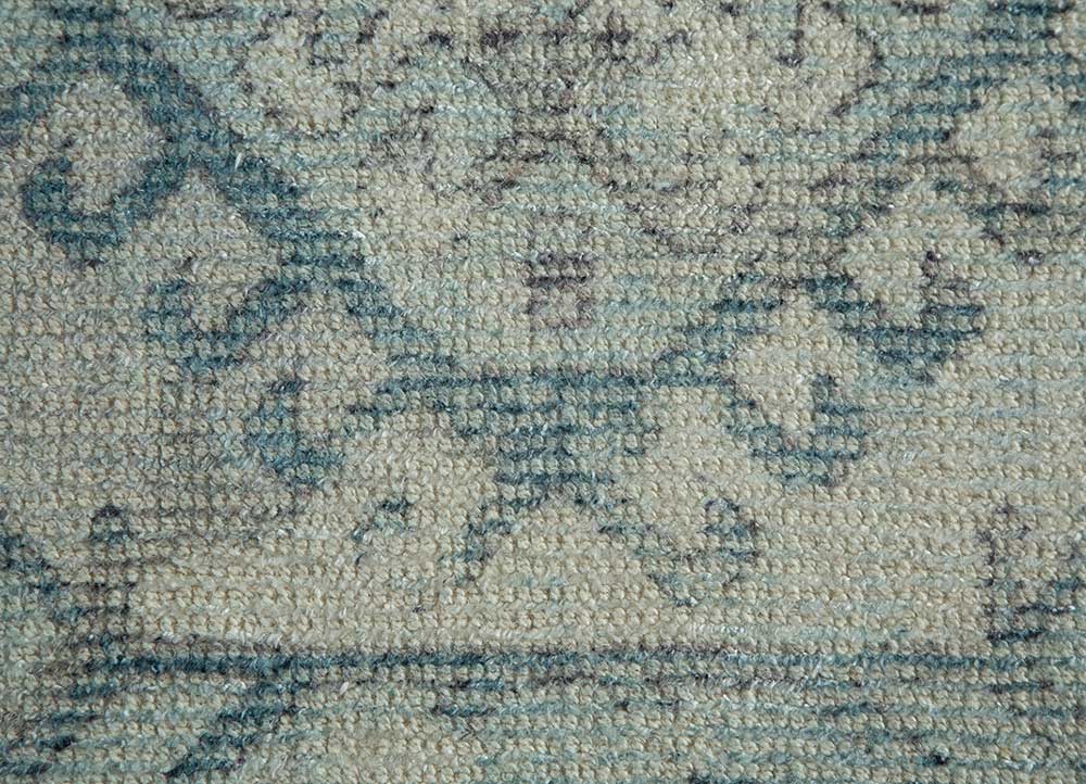 acar blue wool and bamboo silk Hand Loom Rug - CloseUp