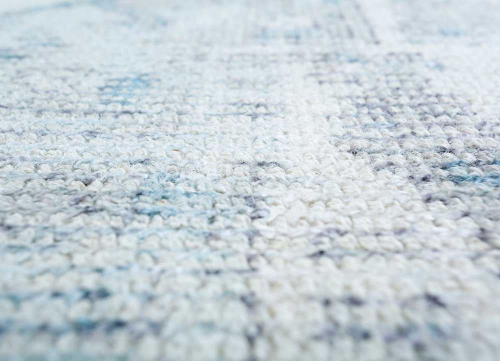 acar blue wool and bamboo silk Hand Loom Rug - CloseUp