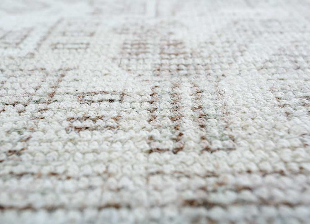 acar beige and brown wool and bamboo silk Hand Loom Rug - CloseUp