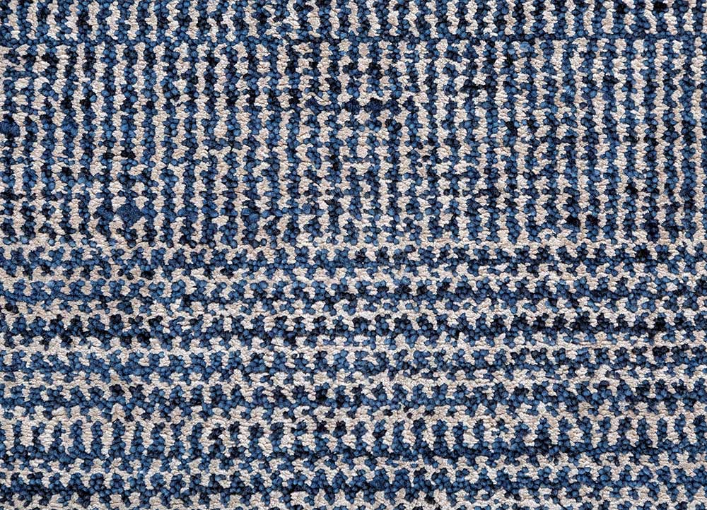konstrukt blue wool and bamboo silk Hand Loom Rug - CloseUp