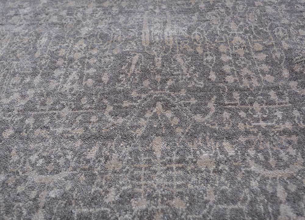 acar beige and brown wool and bamboo silk Hand Loom Rug - CloseUp