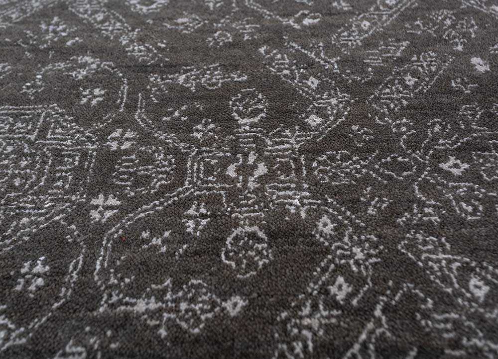 acar grey and black wool and bamboo silk Hand Loom Rug - CloseUp