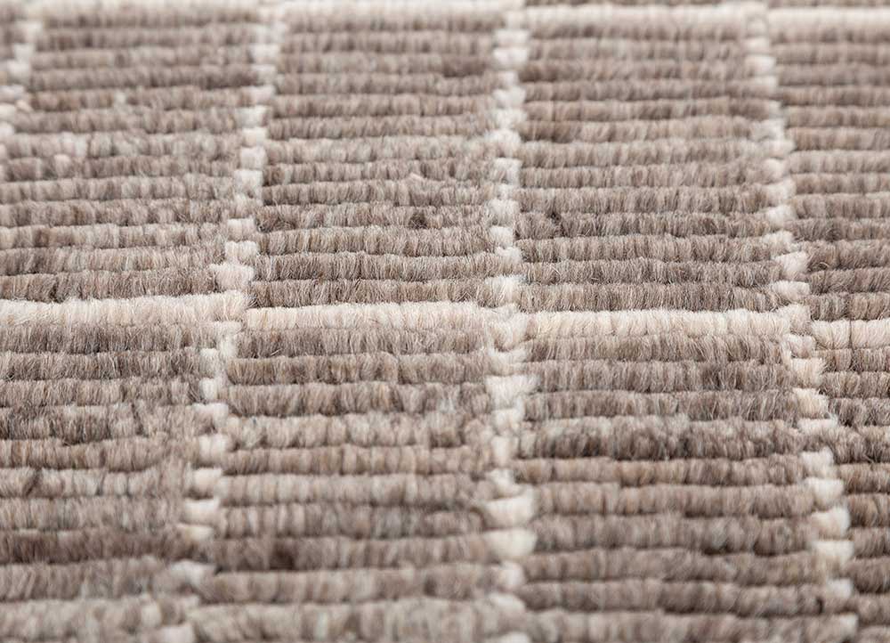 acar beige and brown wool Hand Loom Rug - CloseUp