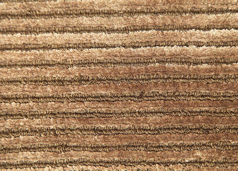 basis beige and brown wool and viscose Hand Loom Rug - CloseUp