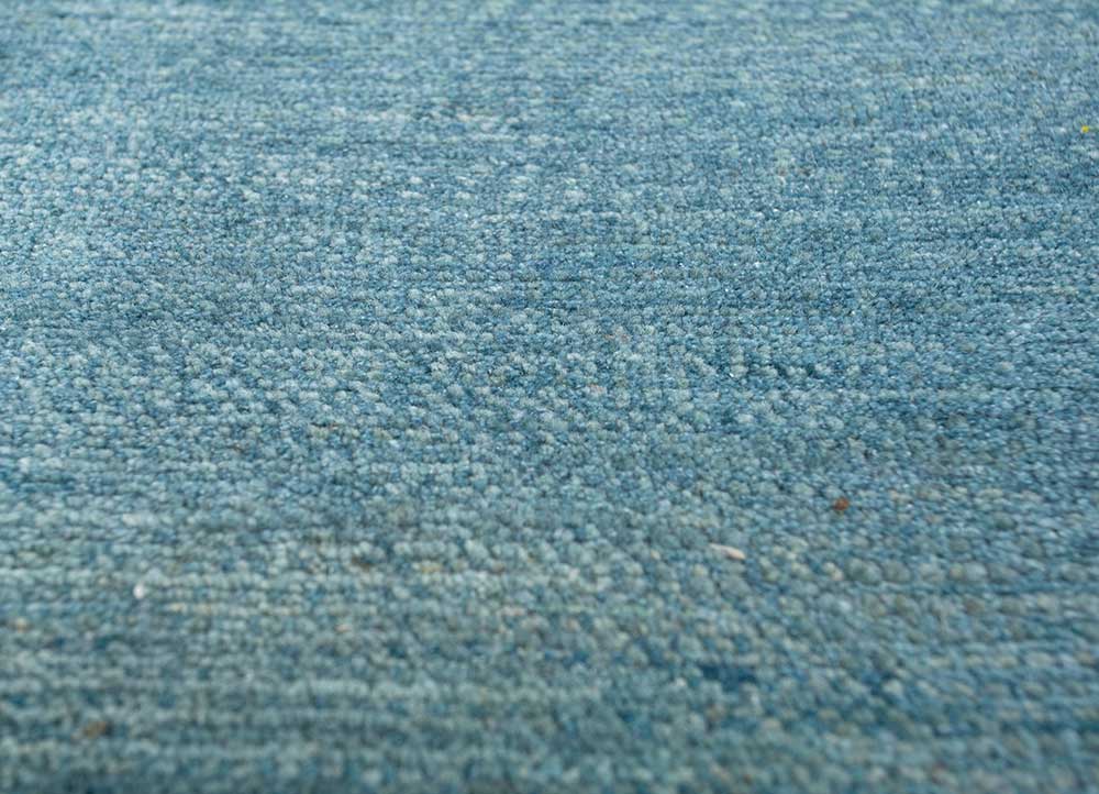 hidden by kavi blue wool and silk Hand Knotted Rug - CloseUp