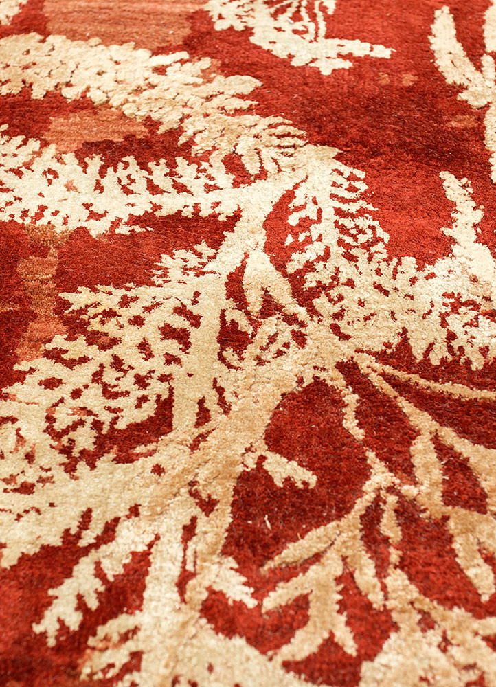pansy red and orange wool and silk Hand Knotted Rug - CloseUp pansy red and orange wool and silk Hand Knotted Rug - CloseUp