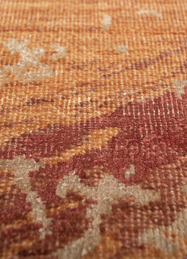 pansy red and orange wool and silk Hand Knotted Rug - CloseUp pansy red and orange wool and silk Hand Knotted Rug - CloseUp