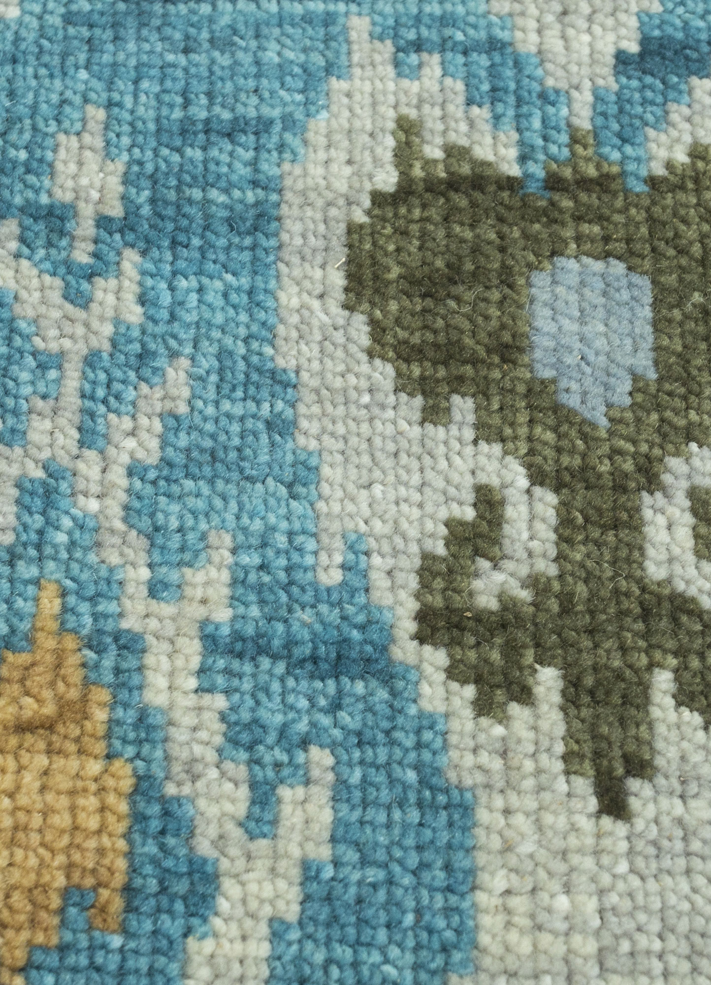 savana blue wool Hand Knotted Rug - CloseUp