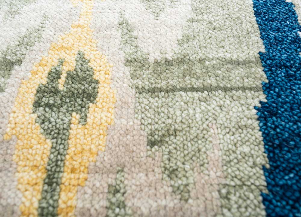 savana blue wool Hand Knotted Rug - CloseUp