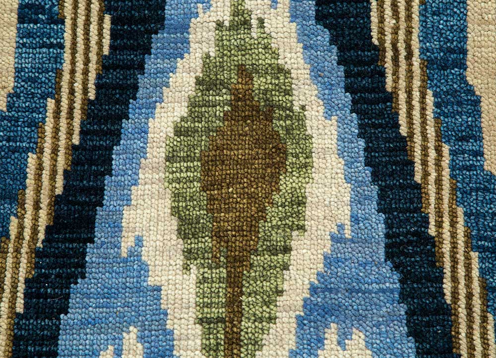 savana blue wool Hand Knotted Rug - CloseUp