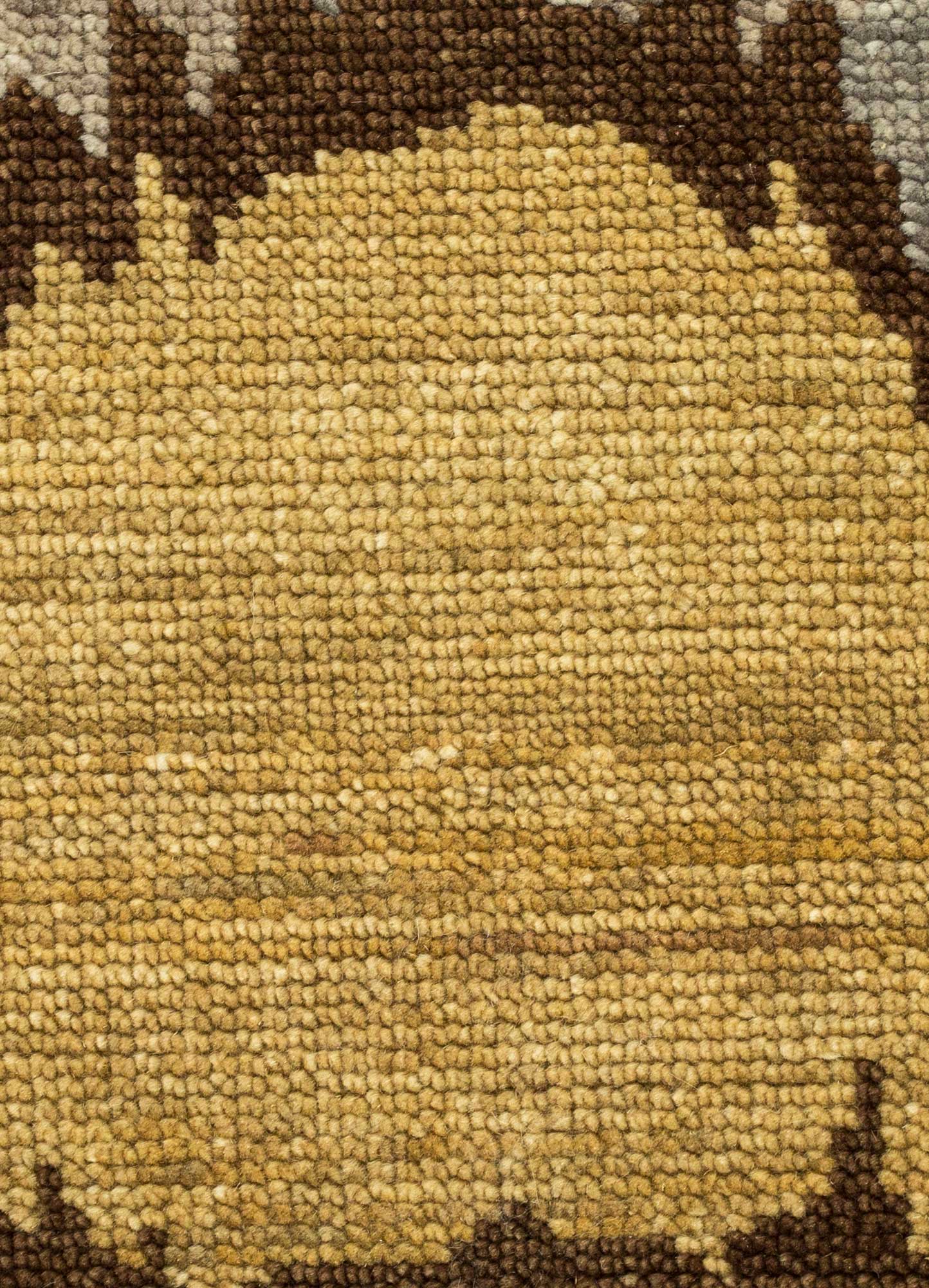 savana beige and brown wool Hand Knotted Rug - CloseUp