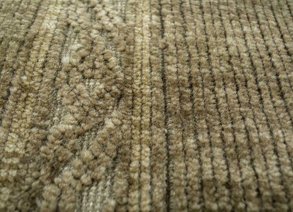 thyme green wool Hand Knotted Rug - CloseUp