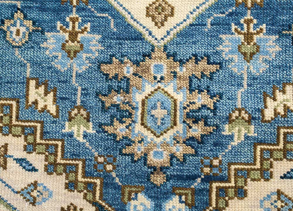 savana blue wool Hand Knotted Rug - CloseUp