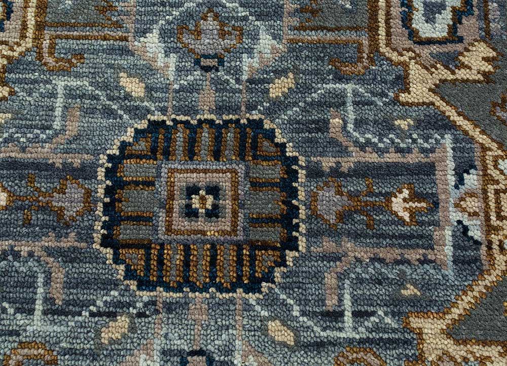 savana blue wool Hand Knotted Rug - CloseUp