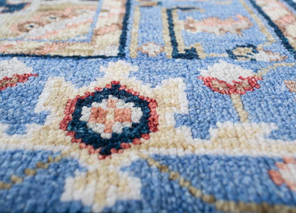 savana blue wool Hand Knotted Rug - CloseUp