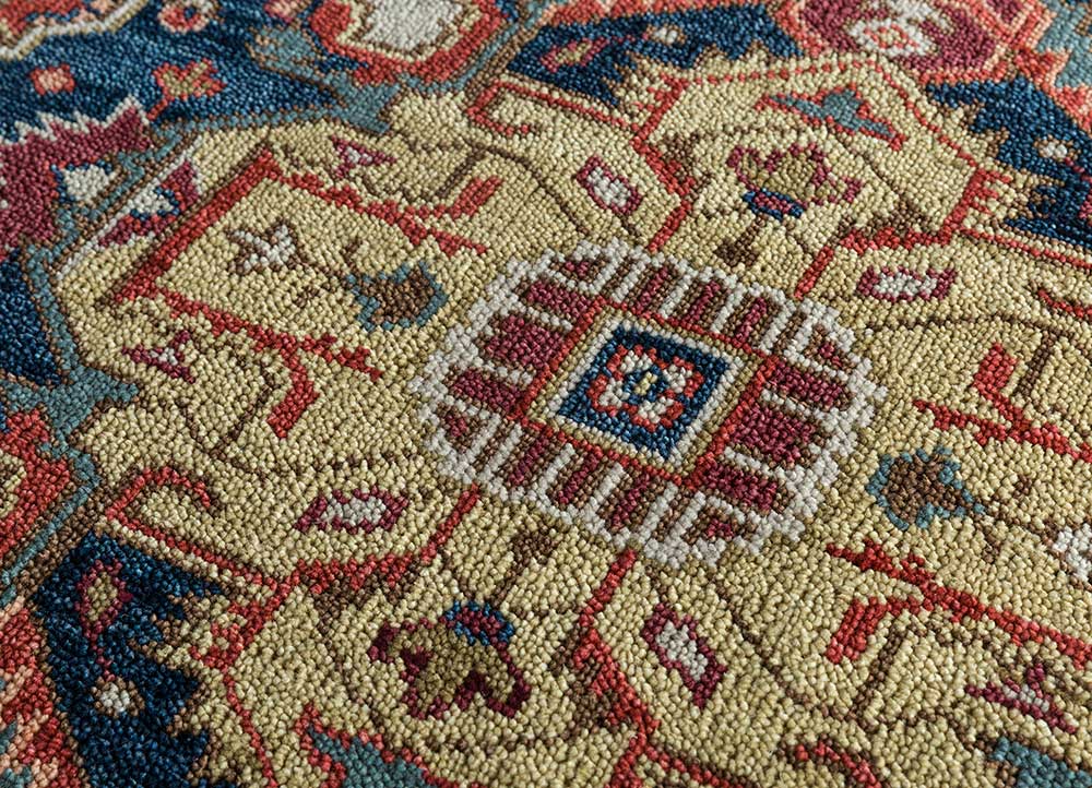 savana red and orange wool Hand Knotted Rug - CloseUp