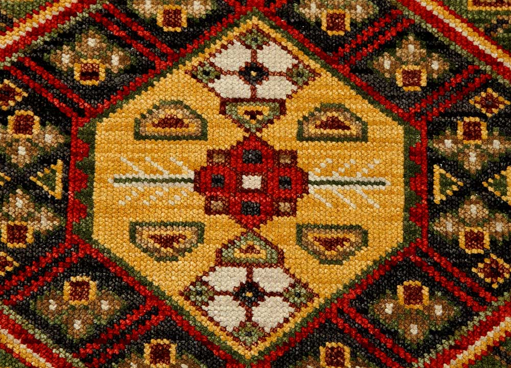 savana red and orange wool Hand Knotted Rug - CloseUp