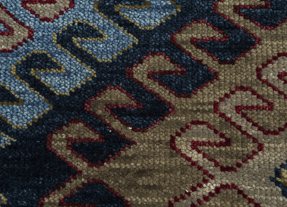 savana blue wool Hand Knotted Rug - CloseUp