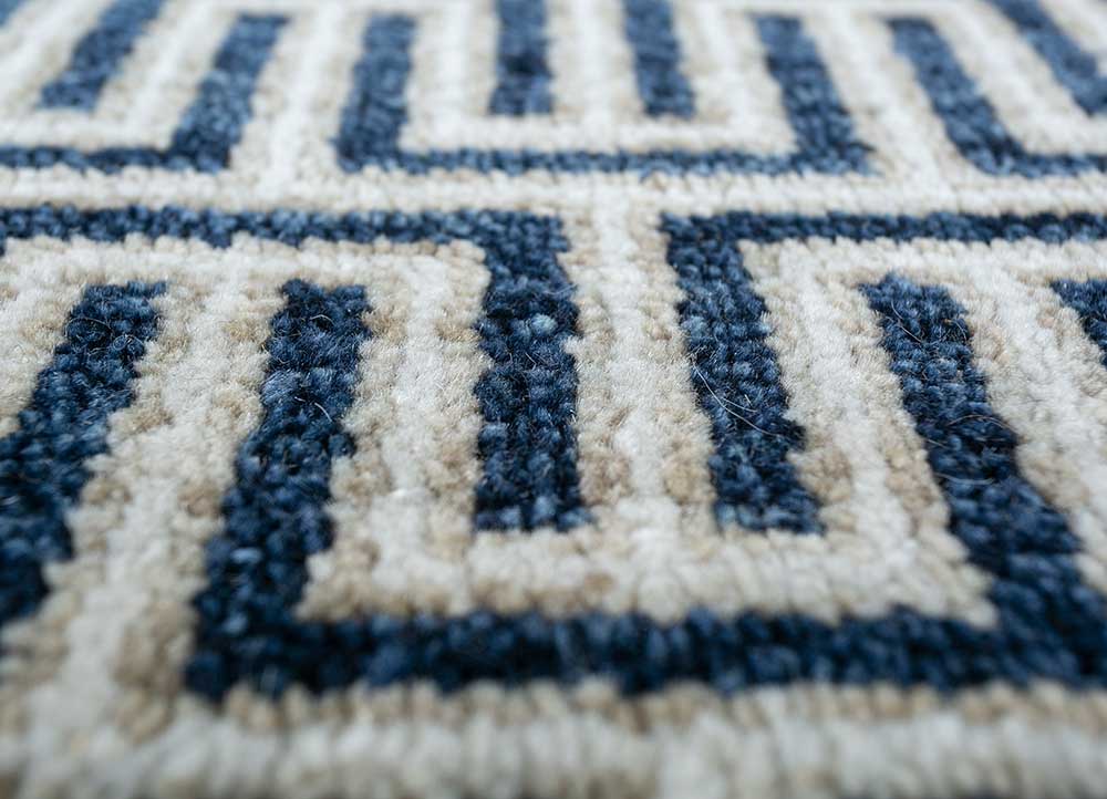 thyme blue wool Hand Knotted Rug - CloseUp