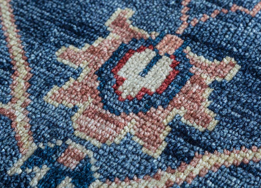 savana blue wool Hand Knotted Rug - CloseUp