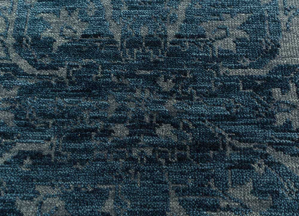 savana blue wool Hand Knotted Rug - CloseUp