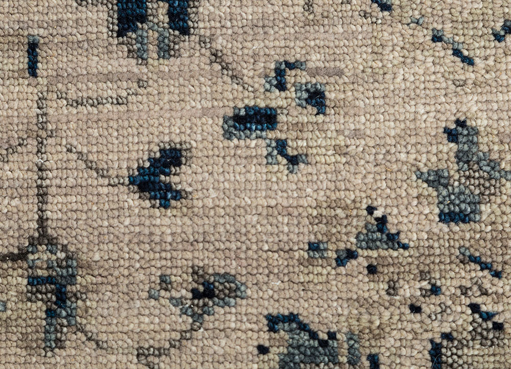 savana beige and brown wool Hand Knotted Rug - CloseUp