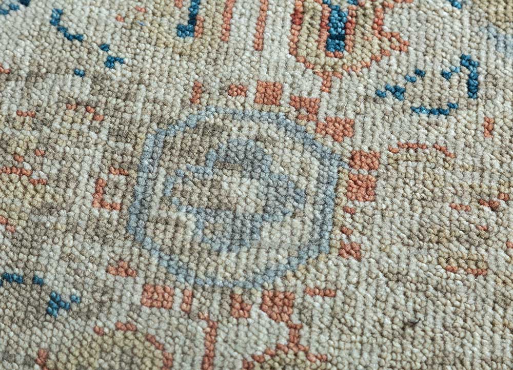 savana blue wool Hand Knotted Rug - CloseUp