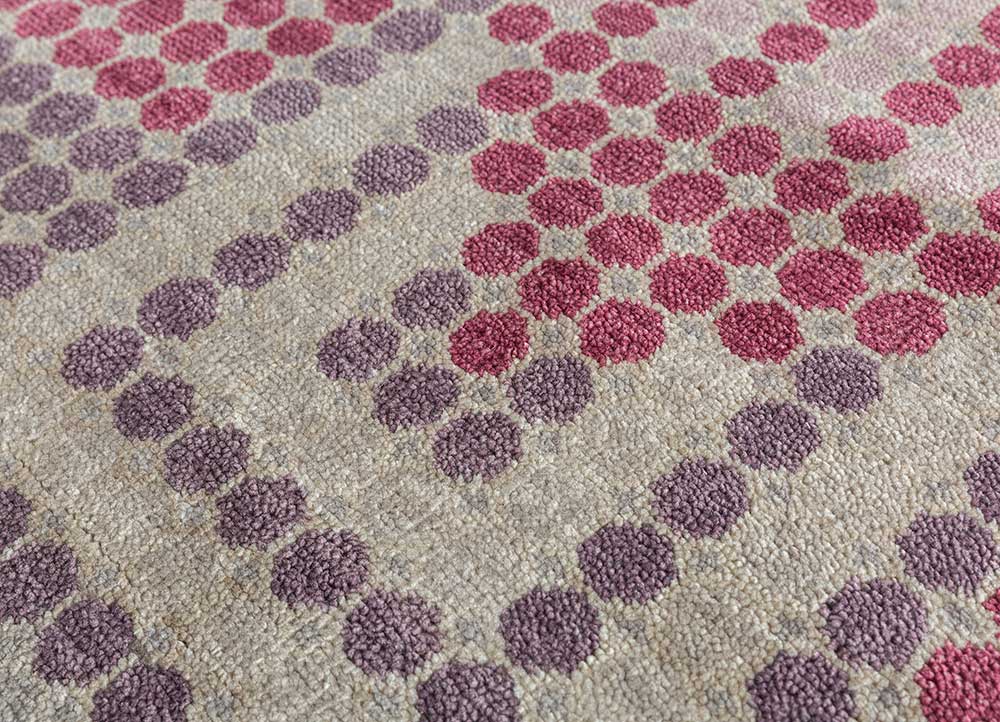 clan pink and purple wool Hand Knotted Rug - CloseUp