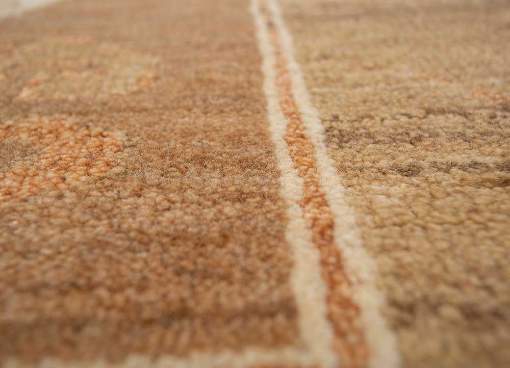 savana beige and brown wool Hand Knotted Rug - CloseUp