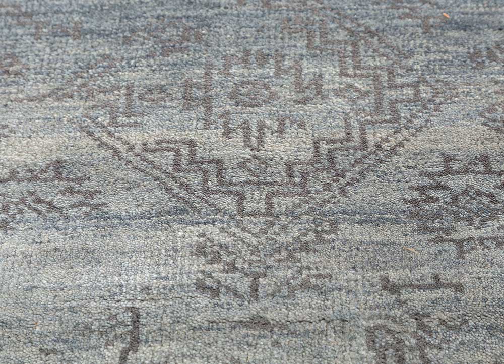 savana blue wool Hand Knotted Rug - CloseUp