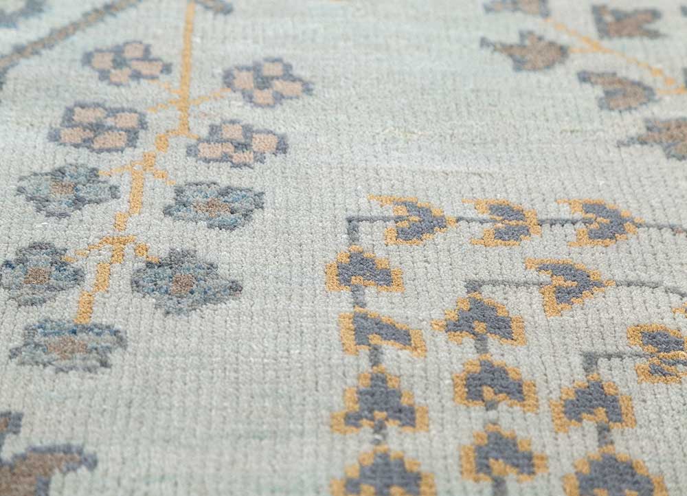 savana blue wool Hand Knotted Rug - CloseUp