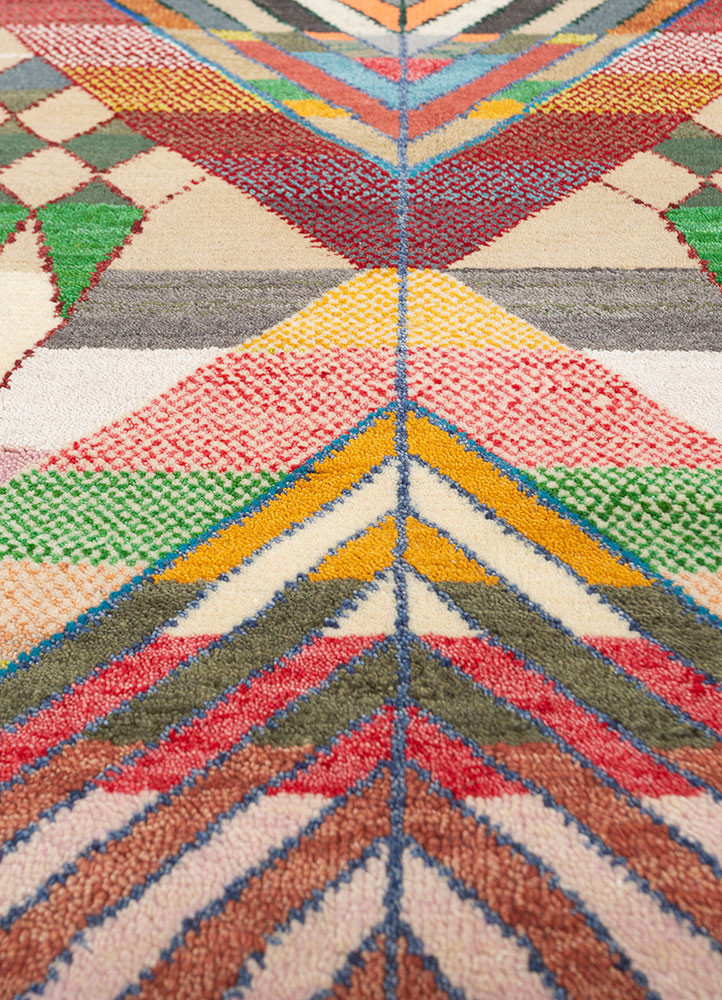 manchaha red and orange wool Hand Knotted Rug - CloseUp manchaha red and orange wool Hand Knotted Rug - CloseUp