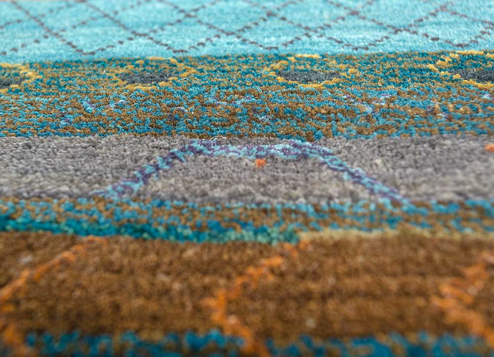 freedom manchaha blue wool and bamboo silk Hand Knotted Rug - CloseUp