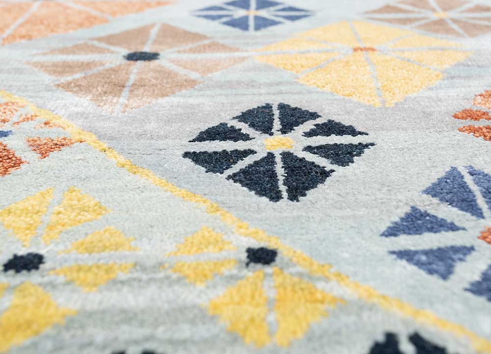 manchaha blue wool and bamboo silk Hand Knotted Rug - CloseUp