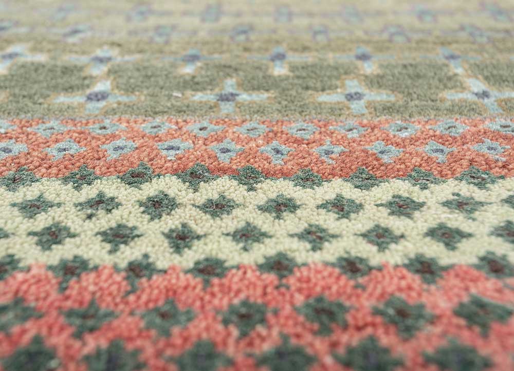 manchaha green wool and bamboo silk Hand Knotted Rug - CloseUp