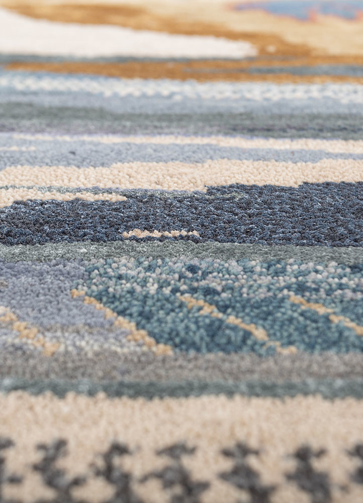 manchaha blue wool and bamboo silk Hand Knotted Rug - CloseUp manchaha blue wool and bamboo silk Hand Knotted Rug - CloseUp