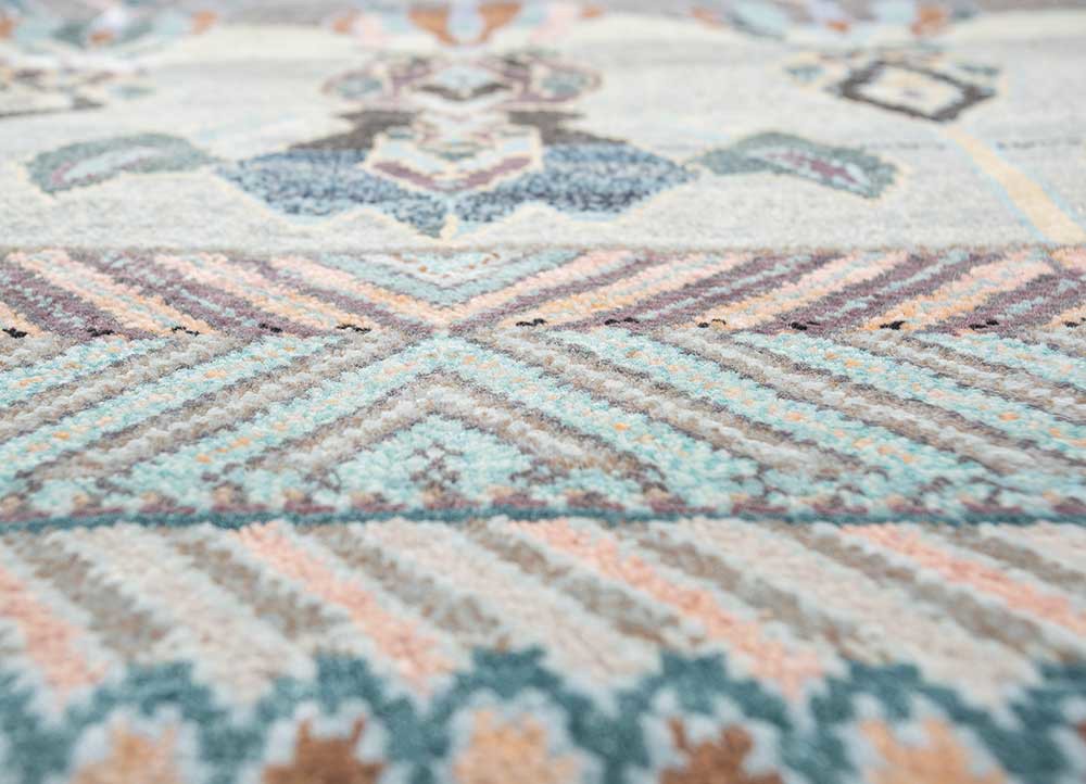 manchaha blue wool and bamboo silk Hand Knotted Rug - CloseUp manchaha blue wool and bamboo silk Hand Knotted Rug - CloseUp