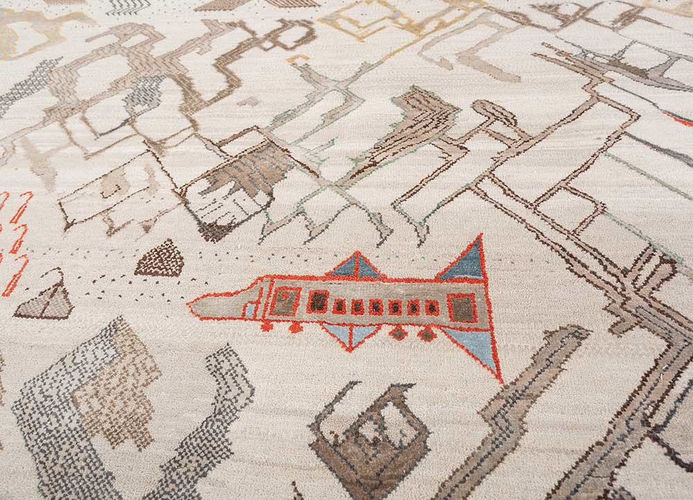 manchaha ivory wool and bamboo silk Hand Knotted Rug - CloseUp manchaha ivory wool and bamboo silk Hand Knotted Rug - CloseUp