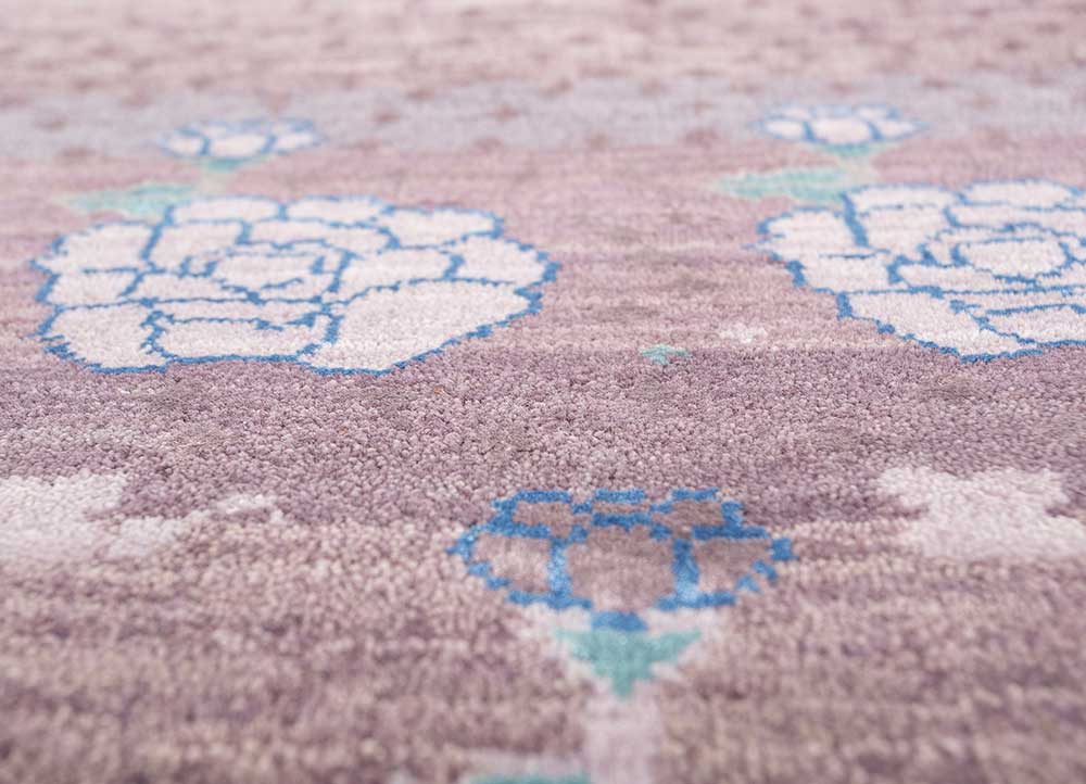 manchaha blue wool and bamboo silk Hand Knotted Rug - CloseUp