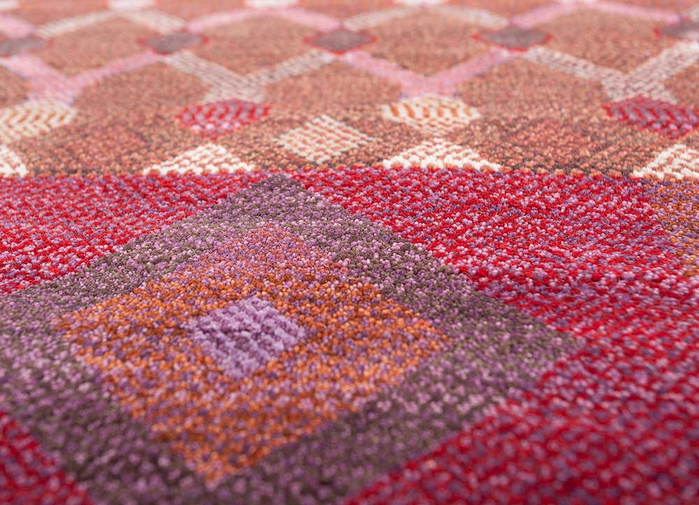 manchaha pink and purple wool and bamboo silk Hand Knotted Rug - CloseUp